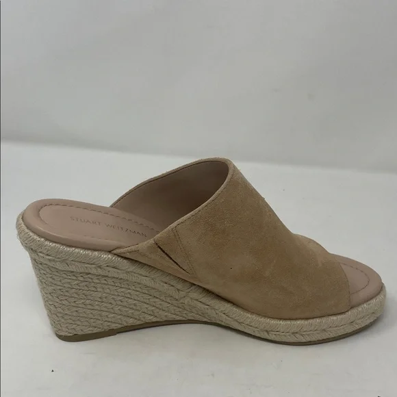 Stuart Weitzman Tan Suede-Like Espadrille Wedge Slip-On Sandals Size 7 - Picture 6 of 15